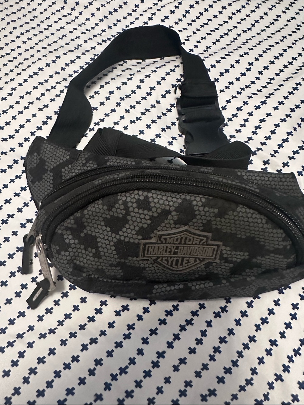 Harley-Davidson Black Hex Pattern Waist Bag